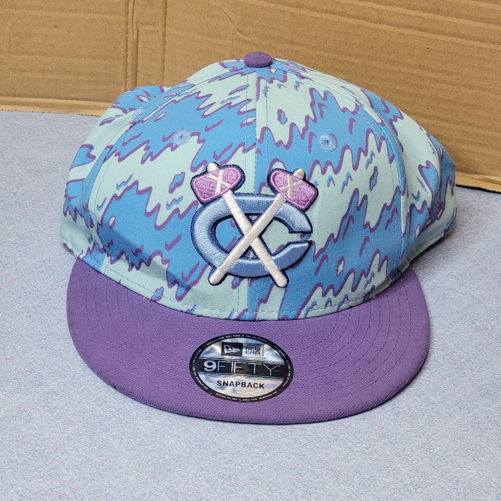 New Era Chicago Blackhawks Lollapalooza Snapback Hat Blue W/ Purple EUC
